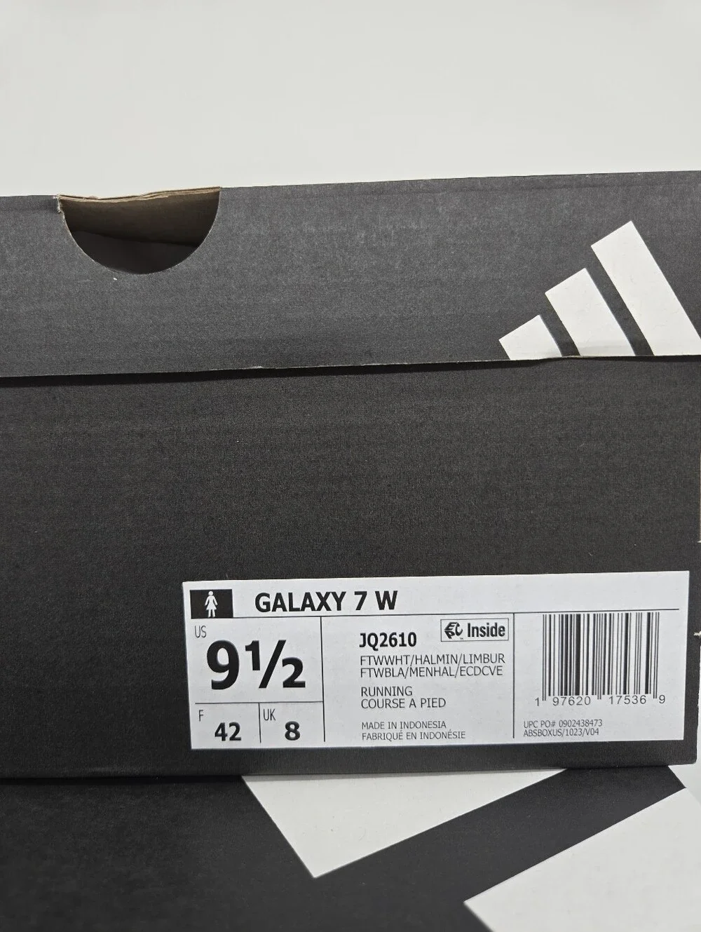 adidas Women's Galaxy 7 JQ2610 Cloud White Halo Mint Lime Running Shoes Size 9.5